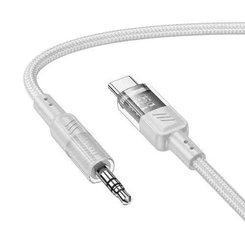 Аудиоадаптер Hoco UPA27 Spirit transparent digital audio conversion cable Type-C 1.2 м серый - фото 3