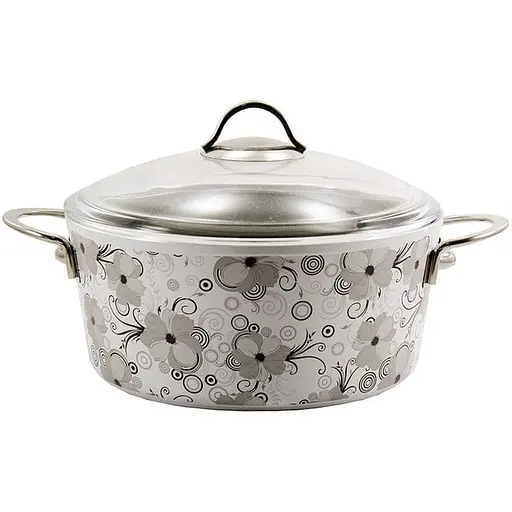 Кастрюля Interos алюминиевая 5 л 26 см глубокая с крышкой Кружево (1279)
