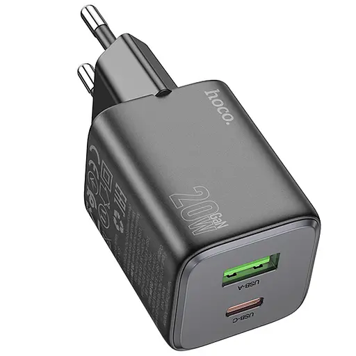 МЗП Hoco N41 Almighty PD20W+QC3.0 (1USB-A/1C) Black - фото 3
