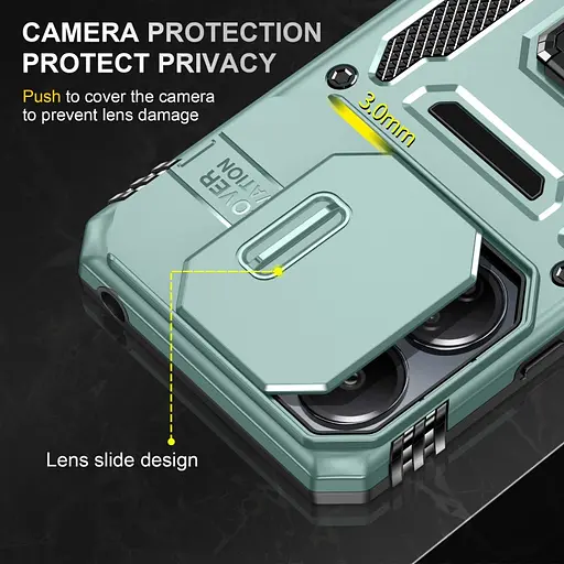 Ударопрочный чехол Epik Camshield Army Ring для Xiaomi Poco X6 Pro Зеленый / Light Green - фото 7