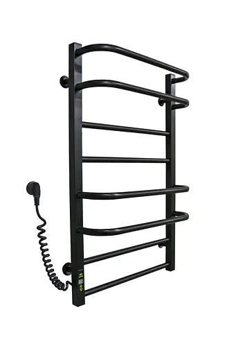 Електрична рушникосушарка KosserНеліо 800x500/8 ЕL тайм. нержавіюча сталь (чорний) ДН01EL, Чорний матовий, Ліве - фото 1