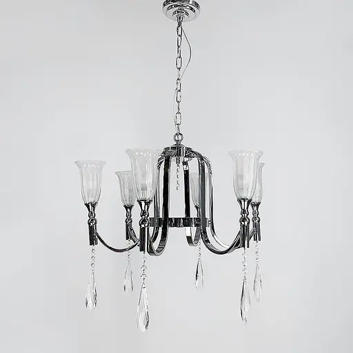 Класична люстра на 6 ламп із кришталевими підвісами Line.F AT 23/6 - фото 6