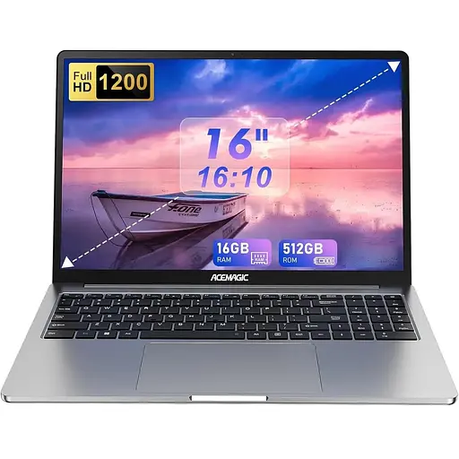 Ноутбук ACEMAGIC 16-inch, процесором Intel Alder Lake-N97, 16GB RAM 512GB SSD, Intel UHD графікою, Wi-Fi, BT5.0, Windows 11 Pro