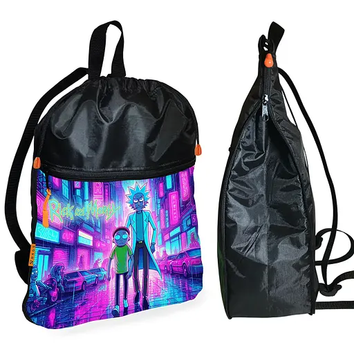 Рюкзак-мішок для взуття, спортивної форми Рік і Морті дитяча сумка для змінки з розширювачем (01385)