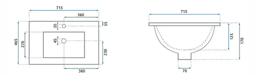 Умивальник Rea Dafne 70 врізний білий REA-U0190, Білий - фото 6
