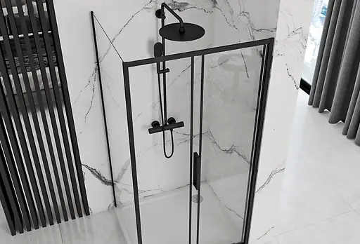 Душова кабіна Rea Rapid Slide 100x150 black REA-K6423 + REA-K6405, Чорний матовий, Універсальна, прозорий - фото 2