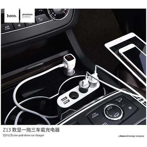 Адаптер тройник разветвитель Hoco Z13 3 in one с экраном - фото 4
