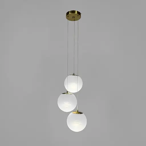 Люстра-пучок на 3 мармурових плафона | Line F | Арт. MJ141/3 AB+WT - фото 8