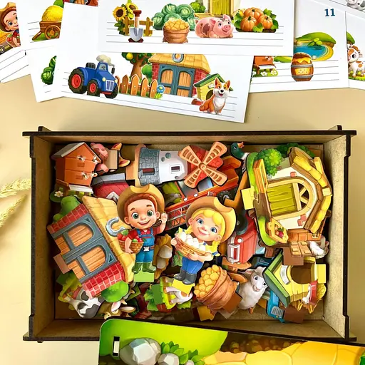 Развивающая игра "Панорама Ферма" Ubumblebees (ПСФ130) PSF130 с карточками - фото 8