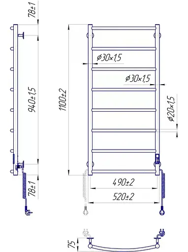 Полотенцесушитель Mario Классик НР-И 1100х520-85 мм с таймером-регулятором 2.3.0117.10.P - фото 4