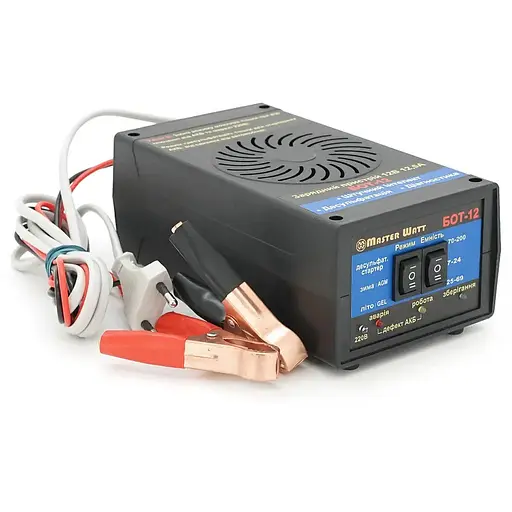 Десульфатирующее ЗУ БОТ-12 автоматическое для аккумулятора 12V (7-200Ah) (MF, WET, AGM, GEL, CA/CA), 160-245V, Ток заряда 12,5А, крокодилы в комплекте