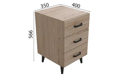 Тумба Віва 3 на конусних ніжках Ferrum-decor 56,5x35x40 Чорний метал ДСП Дуб Сан-Марино 16 мм (FRD-106822) - фото 4