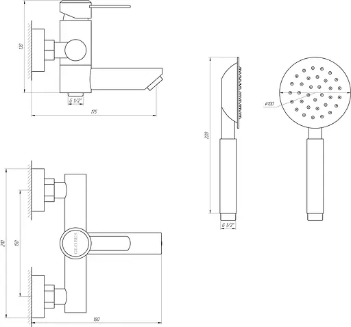 Змішувач для ванни Globus Lux Wien SBT2-102N Нержавіюча сталь - фото 4