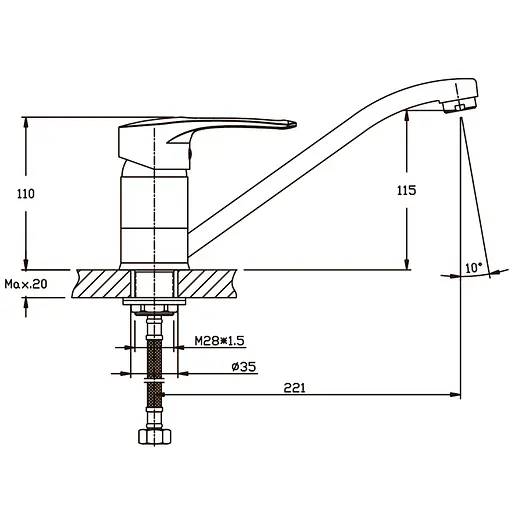 Змішувач для кухні Haiba Germes 555 HB0142 Хром - фото 2