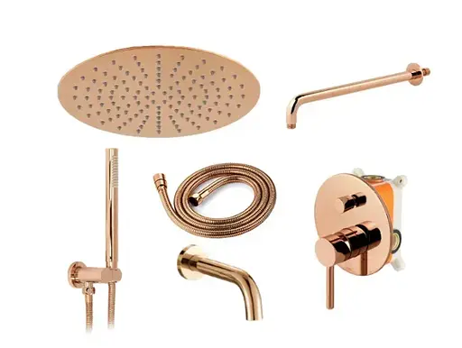 Душова система прихованого монтажу Rea Lungo + Box з виливом rose gold REA-P6610, Теплий захід сонця - фото 3