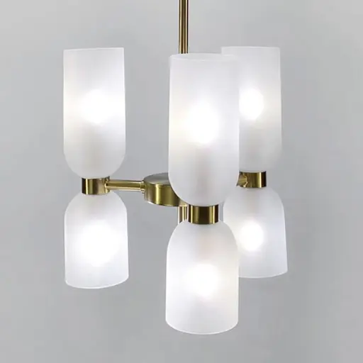 Люстра в корпусі латунь з видовженими матовими плафонами | Арт. J 1801/6 | Line F - фото 4