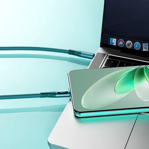 Дата кабель для зарядки с дисплеєм Remax RC-C032 Type-C - Type-C 100W/5А 1,2м Прорезиненный Grey - фото 5