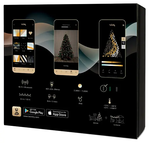Twinkly Smart LED Гірлянда Twinkly Strings AWW 400, Gen II, IP44, довжина 32м, кабель чорний - фото 2