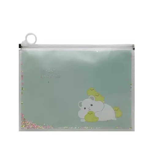 Папка для зошитів на змійці, А4+, Сипучі блискітки-Хом’ячок, 33x24.5 см, 2459-А4 (В асортименті)