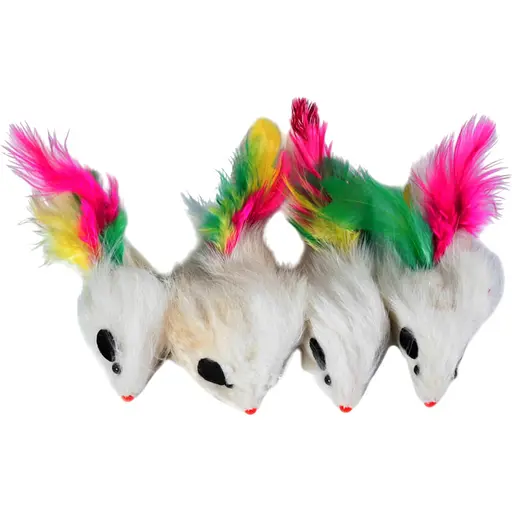 Іграшка для котів Fox Миша з брязкальцем та пером 6.5 см - фото 2