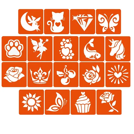 Набор для био-тату "Для девочек #4 - глиттер" Fresh Tattoo set-girls-4-glitter 18 трафаретов - фото 3