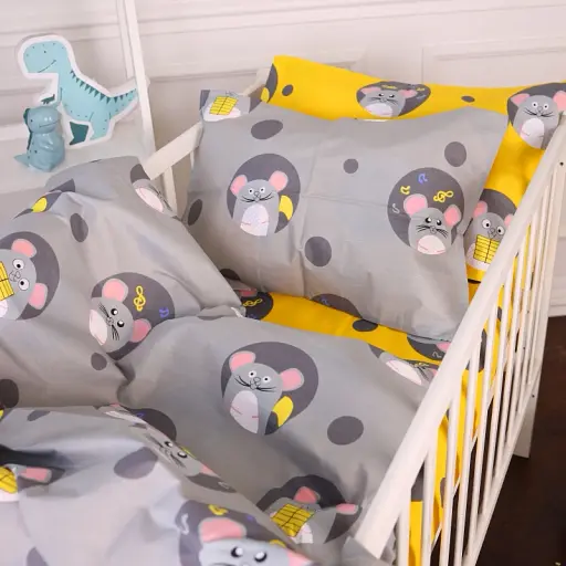 Комплект постельного белья MirSon Бязь 20-0029 Funny mice 160x220 см серо-желтый (2200010267198) - фото 5