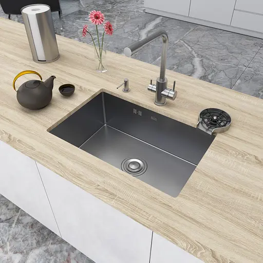 Мийка для кухні з нержавійки під стільницю Nett NS-6845 - фото 3