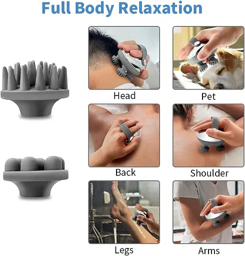 Беспроводной массажер для головы 3 режима 4 сменные массажные головки - фото 3