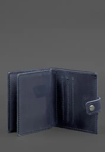 Кожаная обложка-портмоне для удостоверения офицера ГНСУ 11.2 темно-синяя Crazy Horse - фото 4