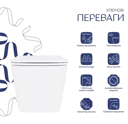 Унитаз подвесной Qtap Crow Rimless, с сиденьем Slim Duroplast/ Soft-close/ Quick Release QT05335171RW - фото 2