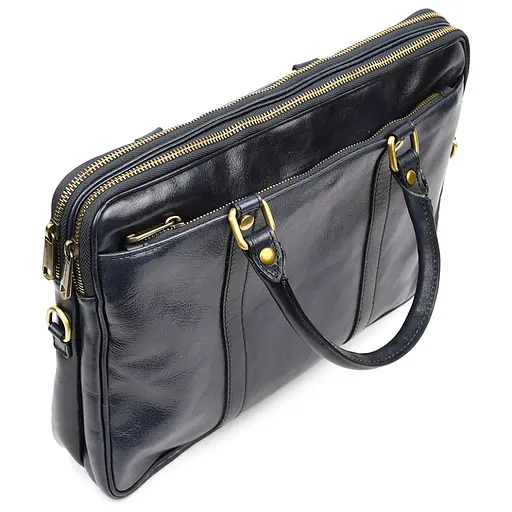 Кожаная сумка Firenze синяя 36х26х7 см sum0028418 - фото 6