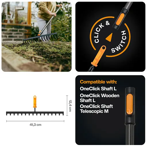 Грабли для грунта Fiskars OneClick 41 см (1080678) - фото 3