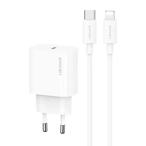 МЗП Usams US-CC226 Kit-Yi Ser. 20W (1USB-C) + кабель Type-C to Lightning White