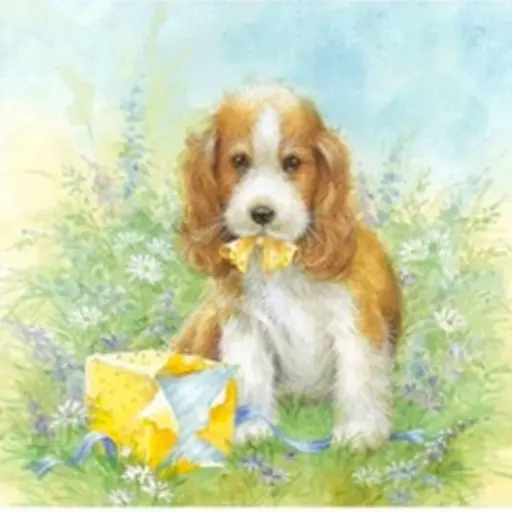 Алмазна мозаїка 30*30 см зі стразами на підрамнику повна викладка песик Ріккі - фото 1