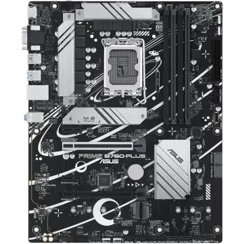 Материнская плата Asus Prime LGA1700, B760-PLUS, B760, 4xDDR5, Int.Video (CPU), 4xSATA3, 3xM.2, 1xPCI-E 16x 5.0, 1xPCI-E 16x 4.0, 2xPCI-E 1x 3.0, 1xM.2 (Key E), Realtek 7.1, Realtek 2.5Gb, 6xUSB3. 2/4xUSB2.0, VGA/HDMI/DP, ATX