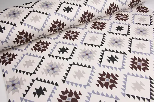 Тканина з тефлоновим просоченням з принтом Геометрія коричнева (від 1 м) Білий - фото 1