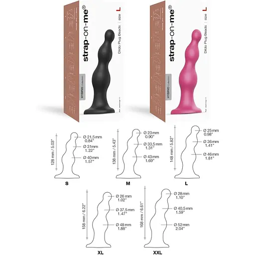 Насадка для страпона Strap-On-Me Dildo Plug Beads Black M - фото 4