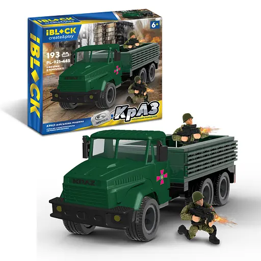 Конструктор IBLOCK Армия КрАЗ Военная машина, PL-921-445, 193 детали, 36x5x23 см