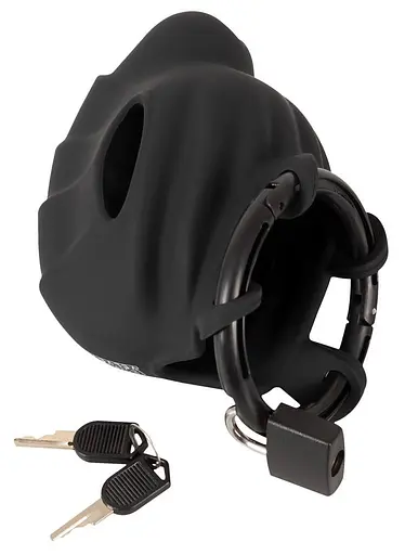 Мужской пояс верности Black Velvets Cock & Ball Cage 10 см черный - фото 6
