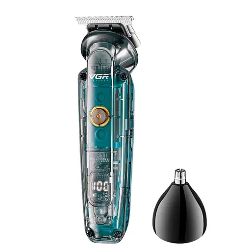 Триммер аккумуляторный VGR V-949 для бороды и носа IPX6 LCD (5 насадок) - фото 2