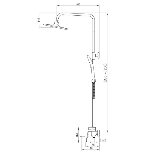 Душова система універсальна Qtap Vlasta New на три споживача (з виливом) QTVLA111CRM45650 Chrome, Хром - фото 2