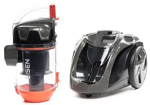 Пилосос Eisen EVC-391O ECO DESIGN, Black/Orange, 900W, контейнер, об'єм пилозбірника 2л, універсальна щітка підлога/килим; 2в1 для м'яких меблів і щілинна, 2xHEPA-фільтри, регулювання потужності на корпусі, технологія Multi-Cyclone - фото 7