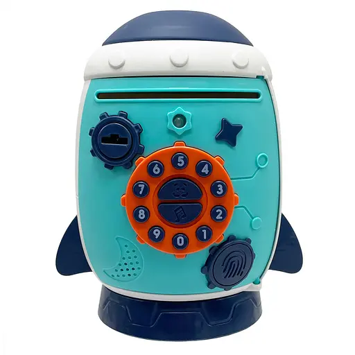 Дитячий банківський термінал "Ракета" Bambi MK 5401 музика, звуки тварин, ключ Бірюзовий - фото 1