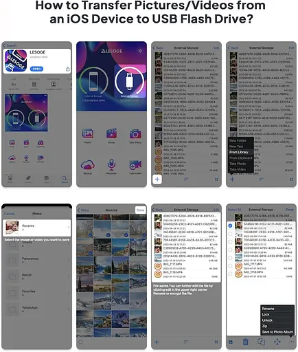 USB флеш-накопичувач 256 ГБ LESOGE Apple MFI USB-накопичувачі, 3 в 1 високошвидкісний USB-флеш-накопичувач - фото 3
