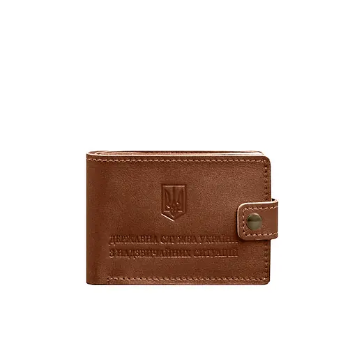 Кожаная обложка-портмоне на удостоверение ГСЧС светло-коричневая - фото 8