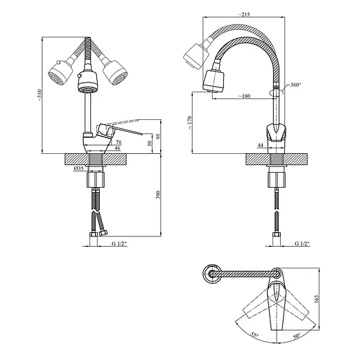 Смеситель для кухни с гибким изливом Kroner KRM Odra - C038-1 CV021194 Хром - фото 2