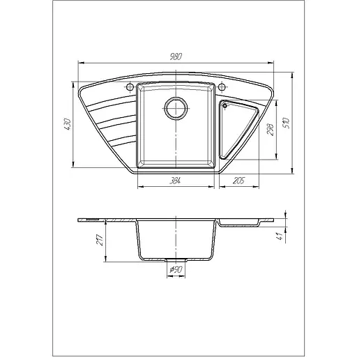 Кухонна мийка Romzha Jorum 98B Seda (601) - фото 2