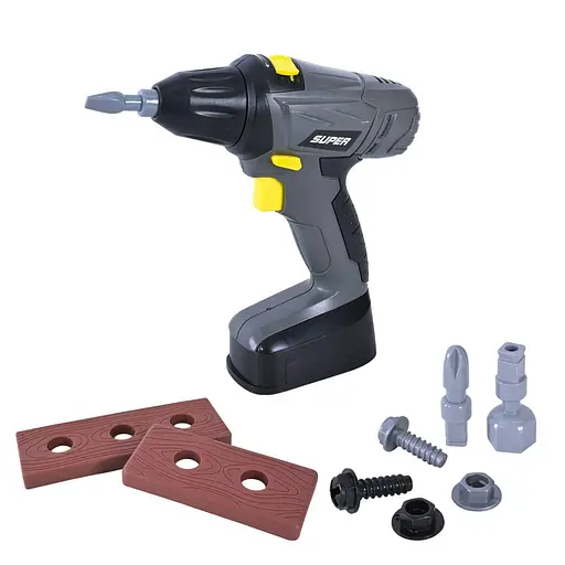 Детский набор инструментов Tool Expert с крутящейся дрелью и издающей звуки для маленького мастера Серый - фото 2