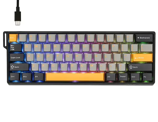 Клавиатура игровая механическая AULA WIN-60 HE-Max Black-Grey-Yellow Magnetic switch ENG/UKR