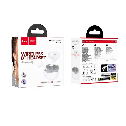Бездротові навушники Hoco EQ24 Estrella wireless BT headset, BT5.4, 40mAh, 320mAh, 7h, white - фото 3